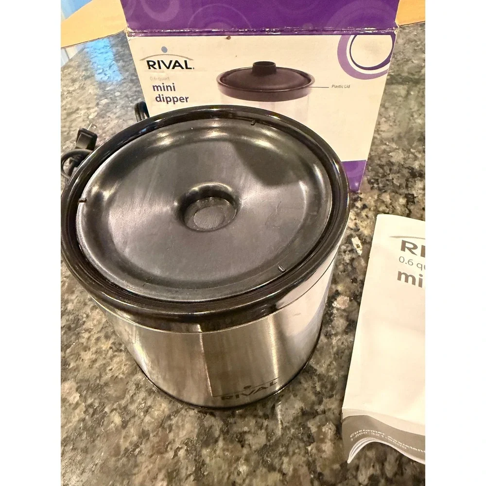 Rival Mini Dipper 0.6 Quart Slow Cooker Stainless Steel Dip Warmer MD-YHB06A